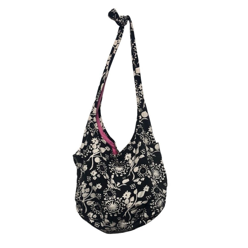Thirty-One Metro Tote Bag Black/White/Pink Over The Shoulder Boho Y2K Beach Pool